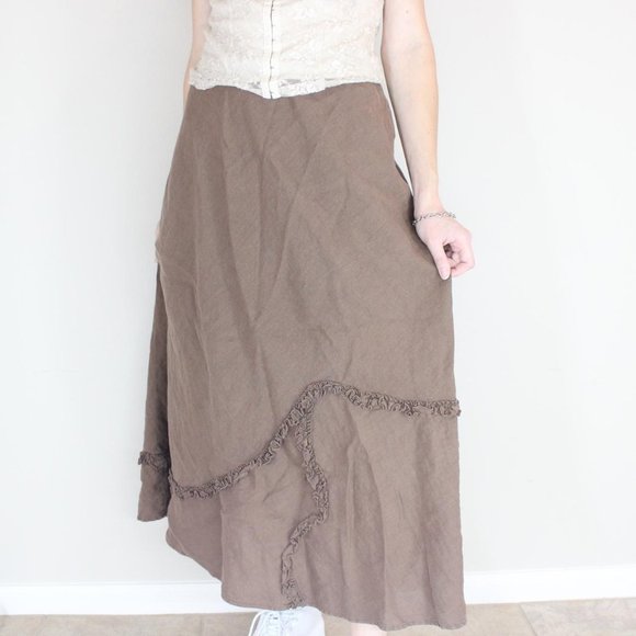 cut loose Skirts Brown Fairy Grunge Linen Maxi Skirt Poshmark